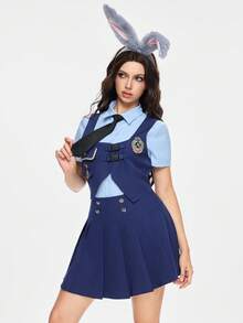 ROMWE Avant 3 件套 Judy Hopps 军官角色扮演服装套装，动漫/漫画展，万圣节女装 - 彩色 - 查看 4