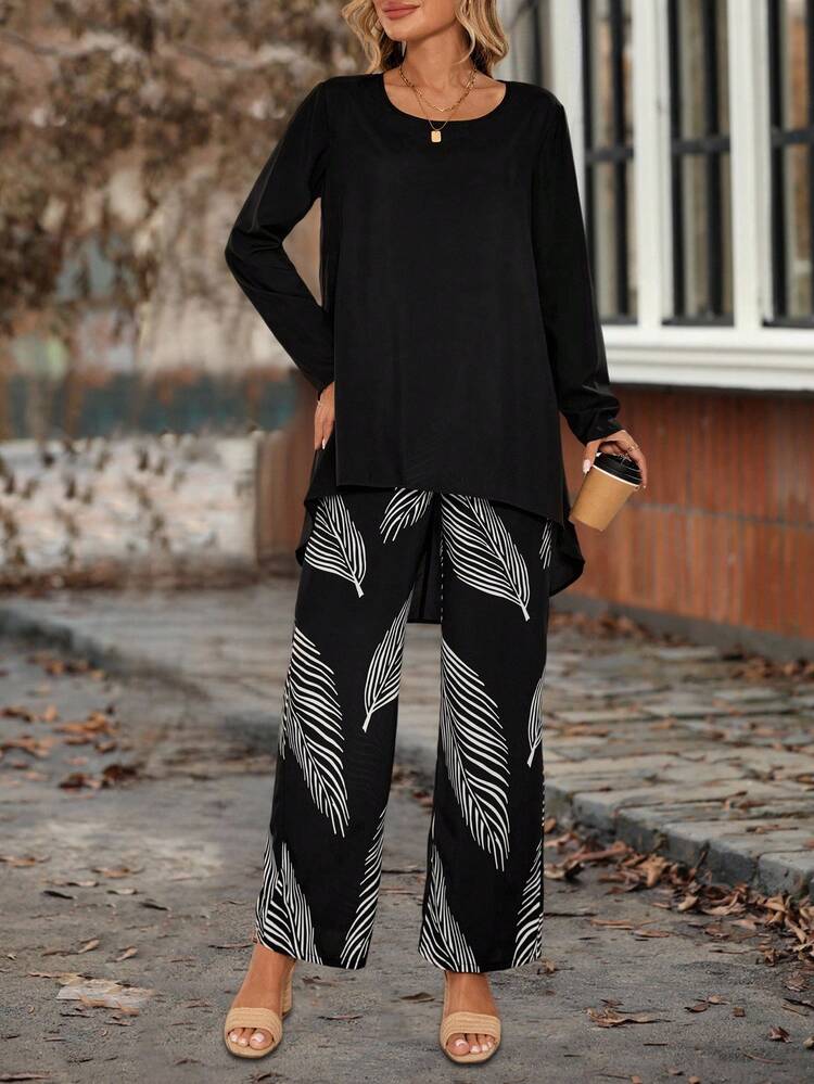 Women's Casual Commuter Solid Color Front Short Back Long Top & Floral Print Long Pants 2 Pieces Set  Omen's Full Print Round Neck Long Sleeve High-Low Hem Top And Wide Leg Pants Loose 2 Pieces Set Two Pieces Pants Set Women Blouse And Pants Set Women Ladies Casual Pants Set Women Two Pieces Outfit Summer Pants Sets Women's Solid V-Neck Short Sleeve Shirt And Printed Pants Casual Suit 2pcs Summer Women Allover Allover Print Short Sleeve Top And Solid Color Pants Set Fall Women Clothes Fall Clothes For Women Fall Outfits Women Autumn Clothes Fall Outfits Autumn Winter Clothes For Women Winter Business Casual Woman Usiness Casual Outfits Women Usiness Casual Outfits Women Country Country Outfits Women Old Money Basic Teacher Outfits For Women Oing Out Tops Women Back To School Fall Women Clothes