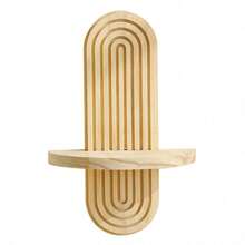 SHEIN 1pc New Solid Wood Floating Wall Shelf, Creative Plant Holder & Key Organizer, Decorative Display Rack For Living Room, Balcony & Entryway Wall Decor