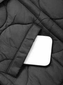 Livesso 无领短款女式夹棉外套，适合冬季和万圣节 - 黑色 - 查看 10