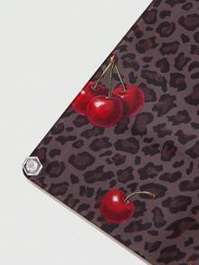 ROMWE Grunge Punk Leopard Print Cherry Card Holder, Student ID Card Case, ID Badge Holder, Instant Camera Frame Charm, Bag Charm, Keychain & Key Ring - Brown - View 5