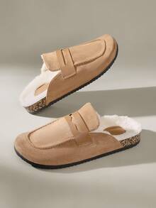 Solecia Giày lười cổ điển lót nhung dành cho nữ, thoải mái cho mùa thu/đông - màu nâu - Xem 6