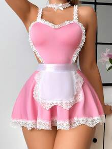 SHEIN 3pcs/Set Butterfly Lingerie Set (Wireless/Garter/Choker) For Women - Pink - View 5