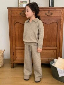 Dazy Kids 女童针织毛衣套装，秋季 - 杏色 - 查看 3