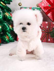 PETSIN 1件宠物雪人夹克秋冬季加厚保暖服装可爱猫狗圣诞衣服 - 白色 - 查看 6