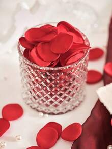 SHEIN 300/150/50/10 pièces Pétales de rose artificiels, pétales rouges faux confettis, pétales de soie pour mariage pour douche nuptiale, faux pétales, décoration de table de la mariée, mariage, panier de demoiselle d'honneur, allée, centre de table