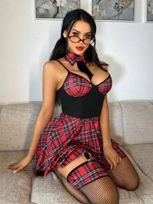 SHEIN Printed Milk Silk Wireless High Elasticity Waist Cinching Sexy Women Lingerie Set, Christmas