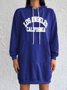 Cottnline Cotton Letter Graphic Pocket Drop Shoulder Drawstring Hoodie Dress Summer Hoodie Dress Oversized Sweatshirt Oversized Hoodie Hoodies Dress