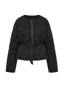 Livesso 无领短款女式夹棉外套，适合冬季和万圣节 - 黑色 - 查看 8