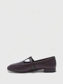CUCCOO BIZCHIC Damen Quadratische Spitze Flache Niedriger Absatz Slip-On Loafer, Bequem & Vielseitig, Kaffee/Schwarz Farbe, Leicht für den Arbeitsweg