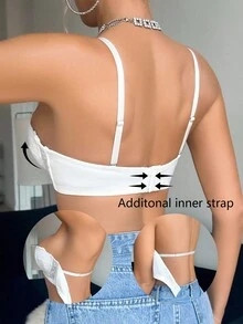 SHEIN 女士性感蕾丝钢圈聚拢文胸 - 白色 - 查看 2