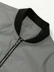 Manfinity Homme Men's Reflective Outdoor Windbreaker Jacket, Glow-In-The-Dark Outerwear, Fall - Grey - View 6