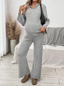 SHEIN 秋装、秋季服装、孕妇装 秋冬装 2 件套孕妇休闲长袖毛衣上衣和裤子套装 孕妇装 2 件套孕妇套装 孕妇装 孕妇休闲套装 舒适孕妇套装 孕妇装两件套 孕妇休闲套装 舒适孕妇套装