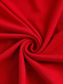 Slaydiva 女士休閒字母&角色印花圓領短袖露脐T恤，夏季適用 - 紅色 - 查看 6