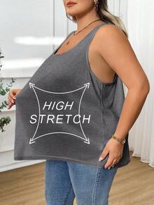 SHEIN CURVE+ Modisches, luftiges und bequemes ärmelloses T-Shirt Tanktop für Damen in Große Größen