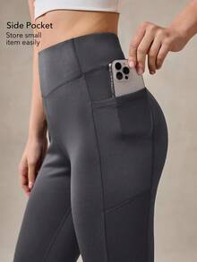 OutZeal Women Soft Modal Stretchy High Waist Flared Sports Pants Daily Casual - Dark Grey - View 3