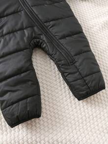 SHEIN 新生儿男女款羊毛连帽连体衣，黑色，秋冬 - 彩色 - 查看 9