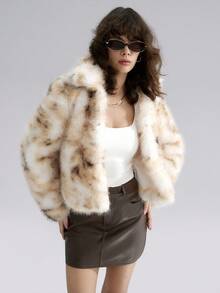 Airlisse Women's Fashion Faux Fur Collar Short Jacket, Winter - Multicolor - View 4