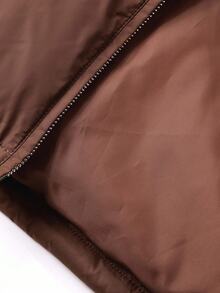 DAZY Solid Color Loose Cropped Zip Pocket Padded Thick Padded Coat For Women Winter Jacket