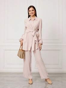 女士尖头扣环休闲一脚蹬凉鞋 - 藕粉色 - 查看 10