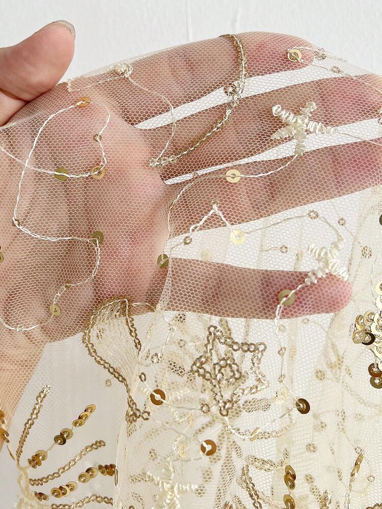 Viva Relle 大码女式时尚度假亮片吊带背心迷你连衣裙 - 杏色 - 查看 7