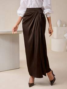 Veilorie Solid Color Casual Versatile Women Skirt