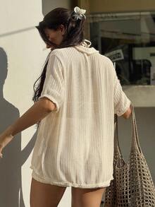 Sirith Conjunto Para Mujer De Cubierta Superior Y Pantalones Cortos Holgados Para Boda - Albaricoque - Ver 6