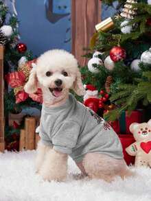 PETSIN 1pc Pet Christmas Tree Fleece Sweatshirt - Grey - View 2