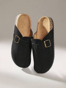 Solecia 男士休闲百搭简约平底拖鞋 - 黑色 - 查看 1