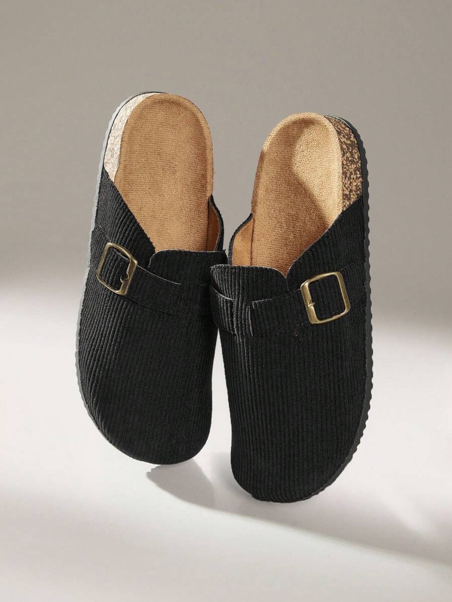 Solecia 男士休闲百搭简约平底拖鞋 - 黑色 - 查看 1