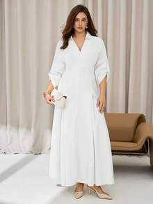 Auralis Váy sơ mi mùa hè cỡ lớn cho nữ, Váy dài tay mùa thu, Váy vàng phong cách Boho mùa hè cho nữ 2025 | Váy sơ mi công sở màu vàng bơ tay lỡ & hở phía trước | Trang phục thường ngày & công sở cho lễ Phục sinh, tiệc trưa, sân bay | Trang phục mùa hè cho nữ, Váy cho nữ, Phong cách Milkmaid, Thời trang màu vàng kem - trắng - Xem 4