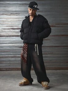 AXEPEAK Abrigo casual de invierno de manga larga y grueso para hombre - Negro - Ver 8