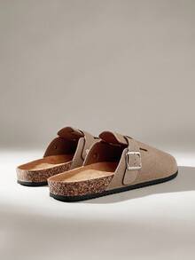 Solecia 男士穆勒鞋，新款复古一脚蹬休闲鞋，宽松舒适，包头平底穆勒鞋，配有可调节绑带，秋冬季加垫款或四季皆宜的无垫款 - 沙色 - 查看 4