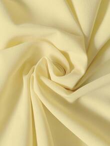 Roveilla Plus Size Women Elegant Pleated Deep V-Neck Long Sleeve Dress - Yellow - View 4