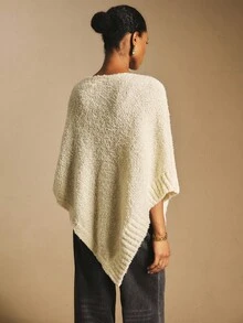Poéselle Solid Color Casual Loose Asymmetric Hem Women Sweater In Fall/Winter,Cozy Fall And Winter Clothes For Women - Apricot - View 6