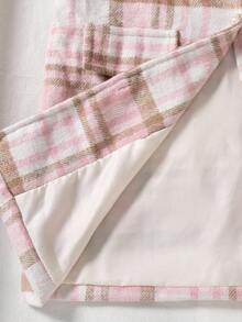 Souflis Souflis Bộ 2 món quần áo thu cho bé gái phong cách thường ngày, bộ đồ mùa đông kẻ sọc, áo khoác và váy - Hồng - Xem 9