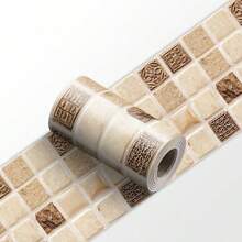 1pc Mosaic Style Decorative Caulk Line Sticker, Home Decor Wall Corner Sticker For Kitchen, Bathroom, Bedroom, Simulated 3D Wall Sticker, 3.9*94.5 Inches Room Decor Kitchen Decor Bathroom Decor Stickers Personalised Stickers