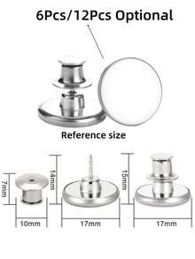 SHEIN 6颗/12颗牛仔裤纽扣替换套装 17mm 免缝金属纽扣维修套装 无钉可拆卸牛仔裤纽扣替换组合装 情人节 婚礼 生日 纽扣 缝纫 缝纫用品 缝纫配件 工艺用品 DIY 成人工艺品 - 銀色 - 查看 3