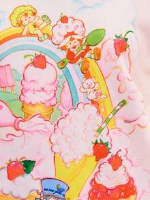 Strawberry Shortcake X SHEIN Damen Kapuzenpullover mit Cartoon-Figur Grafik