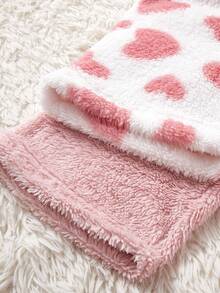 SHEIN 2pcs Women's Heart Print & Plush Pink Fluffy Pajama Pants Set, Autumn/Winter Pjs Pants Set Pink Fluffy Pajama Set Heart Fluffy Pajama Set Fuzzy Fluffy Pajama Set Cute Fluffy Pajama Set  Cozy And Elegant Details, Fall Winter Clothes