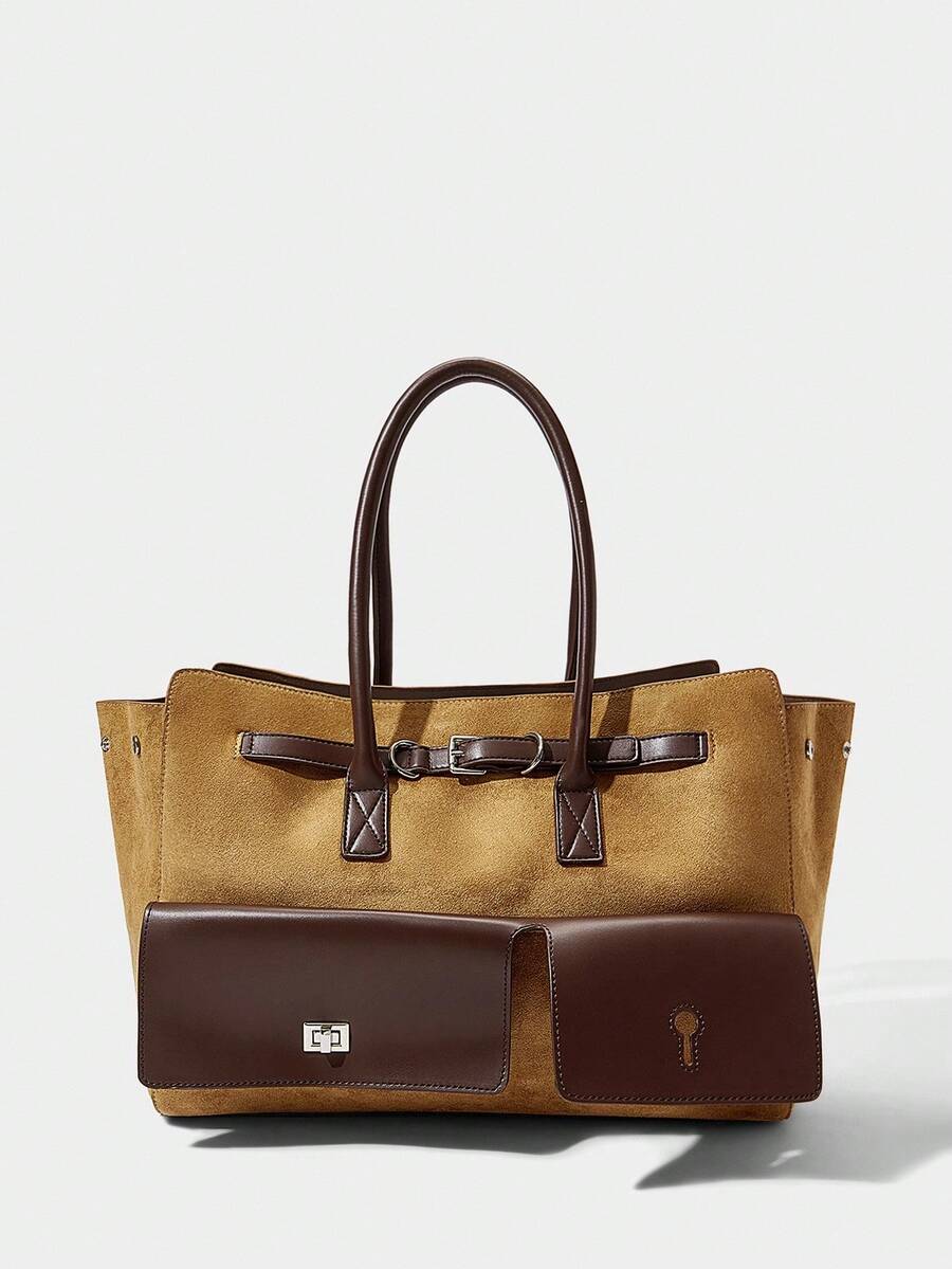 SHECARRY Geantă tote casual simplă în culoare solidă, geantă de navetă