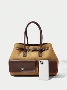 SHECARRY Geantă tote casual simplă în culoare solidă, geantă de navetă