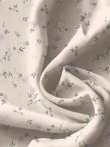 EMERY ROSE Plus Size Floral Pattern V-Neck Casual Shirt, Suitable For Fall/Winter - Apricot - View 3