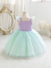 Glamorique Kids 女童公主亮片连衣裙，吊带，短袖，紫色，圣诞节少女连衣裙，新年连衣裙，圣诞儿童礼服，正式舞蹈礼服，舞台表演，优雅服装 - 綠色 - 查看 2