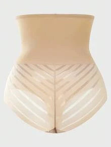 SHEIN 1 件女式高腰弹力收腹塑身裤 - 杏色 - 查看 2