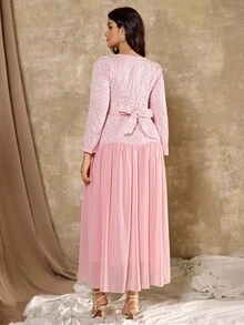 Roveilla Váy voan chắp vá họa tiết Pháp cỡ lớn cho nữ - Hồng - Xem 2