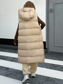 EURMUSE LONG WINTERCOAT With Big Pocket Detail - Beige - View 2