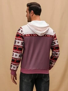 Manfinity Nomadique Men's Vintage Style Patchwork Long Sleeve Hoodie, Husband,Going Out, Casual, Graphic, Color Block Hoodies, Fall Winter