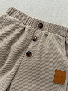Blossori 男童优雅法式卡其色梭织裤 - 棕色 - 查看 3