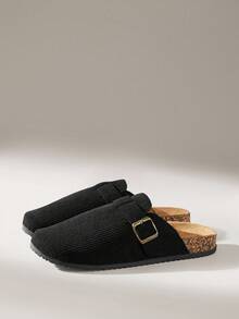 Solecia 男士休闲百搭简约平底拖鞋 - 黑色 - 查看 2